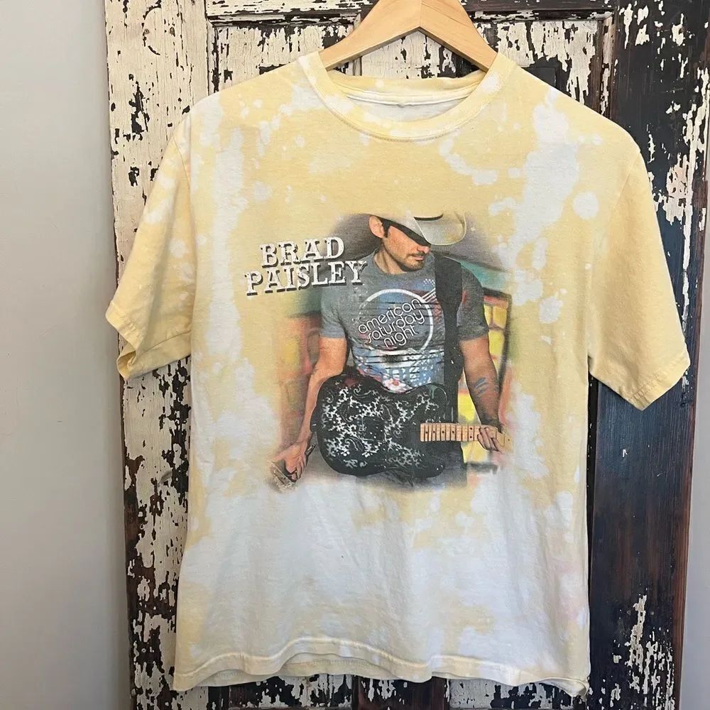 Customized distressed Brad Paisley American Saturday Night Tour T-shirt.  Size M
